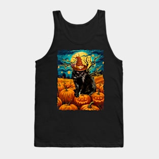 Halloween Black Cat Van Gogh Witch Kawaii Pumpkin Women Kids Tank Top